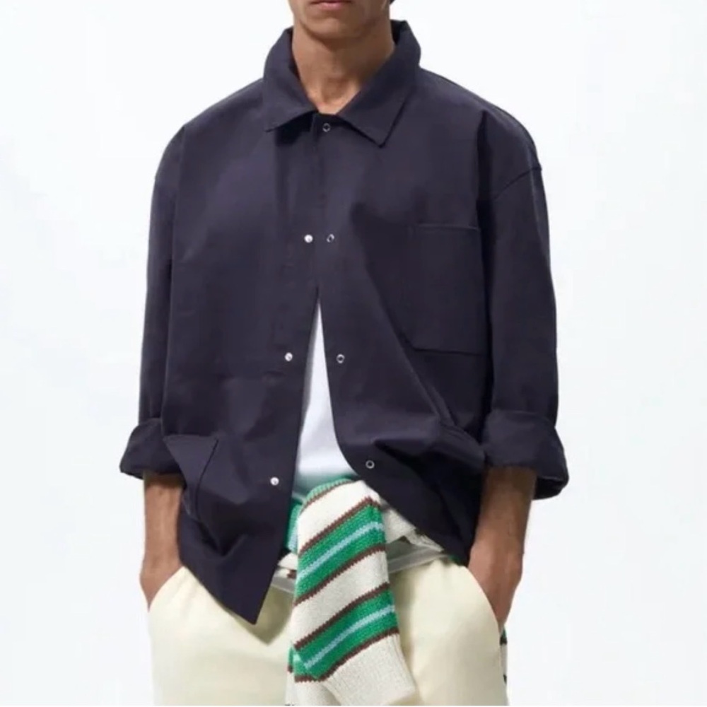 Zara Men's Dark Navy Overshirt Jacket (Javier S. Medina)